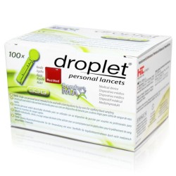 Lancety Droplet Comfort MAX 33G - 100 sztuk do nakłuwaczy, testy z krwi kapilarnej.