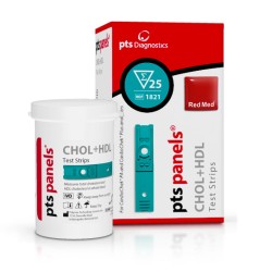 Paski PTS Panels CHOL+HDL, 25szt, paski testy do CardioChek PA i Plus, test cholesterol całkowity, HDL, ratio TC/HDL, Panel Naczyniowy