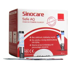 Zestaw Sinocare Safe AQ z glukometrem Smart, 100 jednorazowych pasków, nakłuwacz i 100 lancet