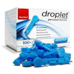 Lancety Droplet 28G - 100 sztuk. Do nakłuwaczy automatycznych, glukoza