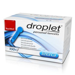 Lancety Droplet 28G - 100 sztuk. Do nakłuwaczy automatycznych, glukoza