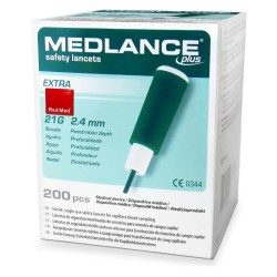 Nakłuwacze Medlance Plus Extra igła 21G, 2.4 mm, Zielony 200 szt.